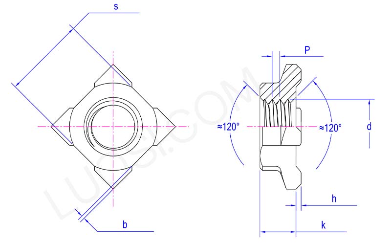 parameter of Class 5 weld square nuts with type 1D parameter of Class 5 weld square nuts with type 1D