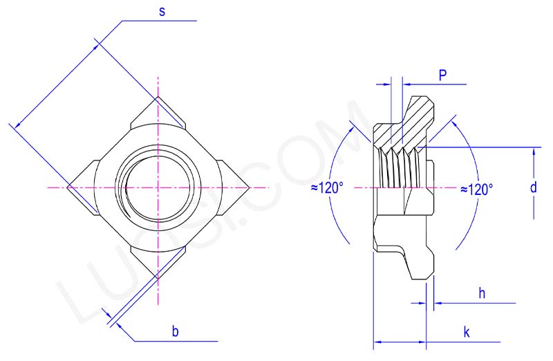 parameter Class 8 weld square nuts with type 1D parameter Class 8 weld square nuts with type 1D