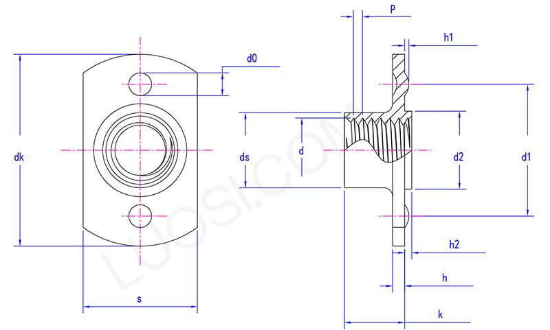 T style weld nuts with type 1A parameter T style weld nuts with type 1A parameter
