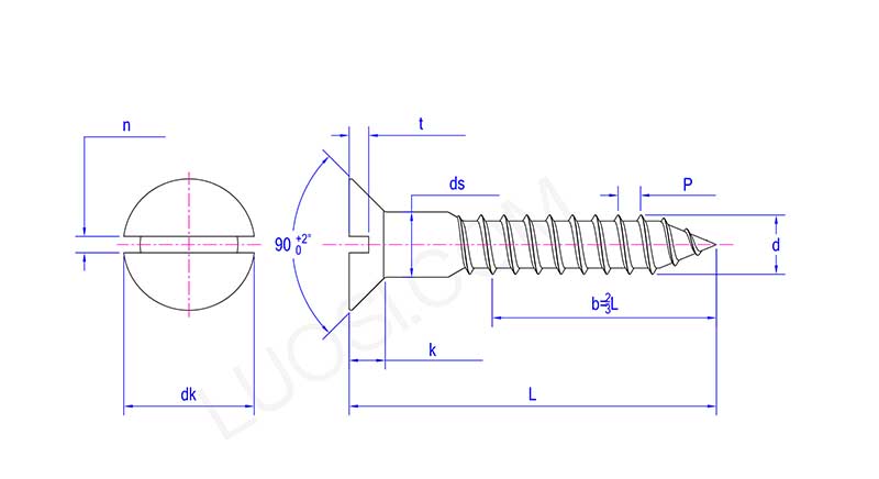 Slot Countersunk Stainless Steel Wood Screw